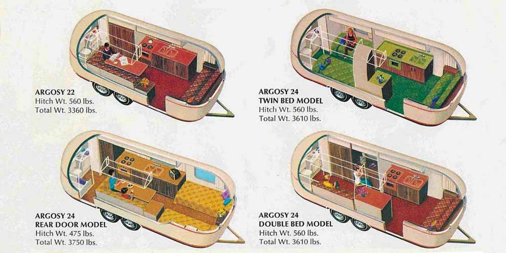 cutaway images of a vintage airstream argosy