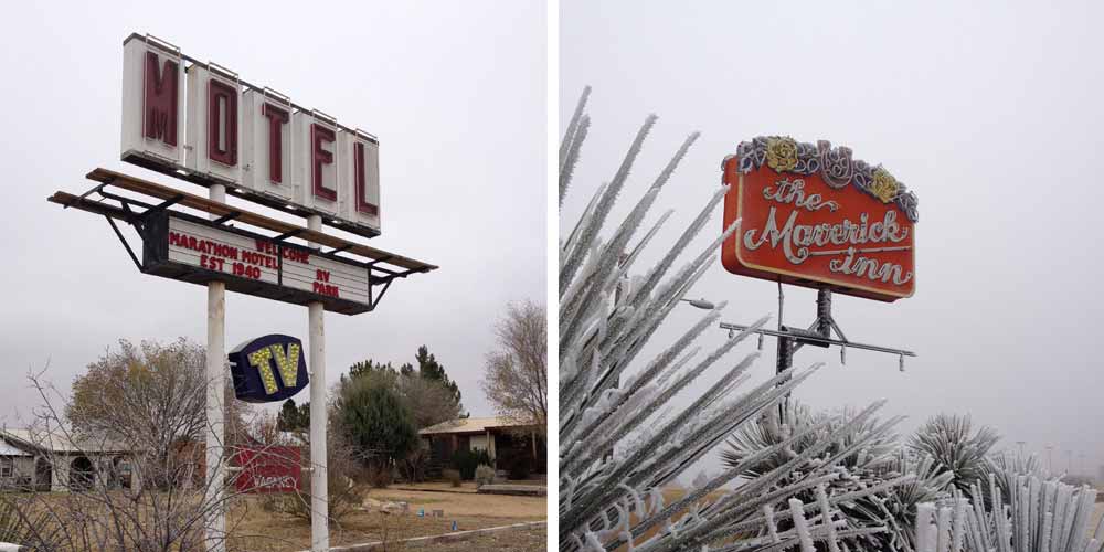 two vintage motel signs
